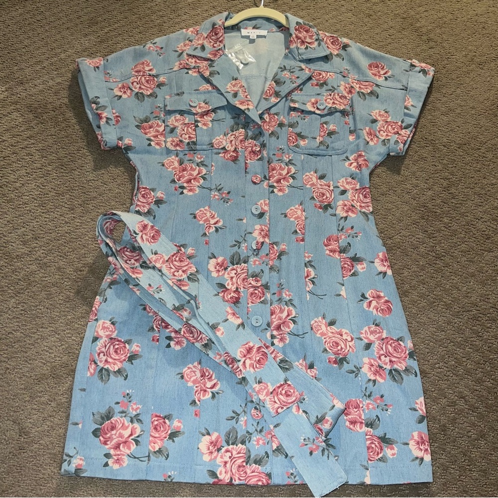 NWT Red Dress denim button up dress